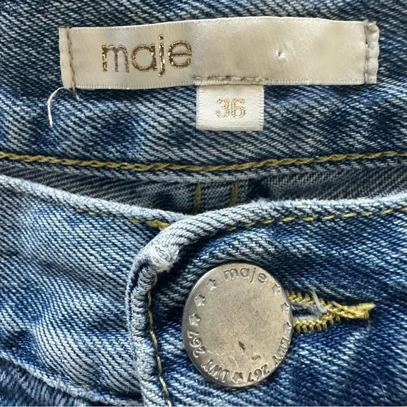 Maje Women’s Papillon Butterfly Embroidered Cropped Jeans Size 4/36 - Picture 6 of 10